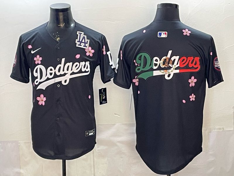 Men Nike 2026 Los Angeles Dodgers Blank Black Sakura Edition Game MLB Jersey 009